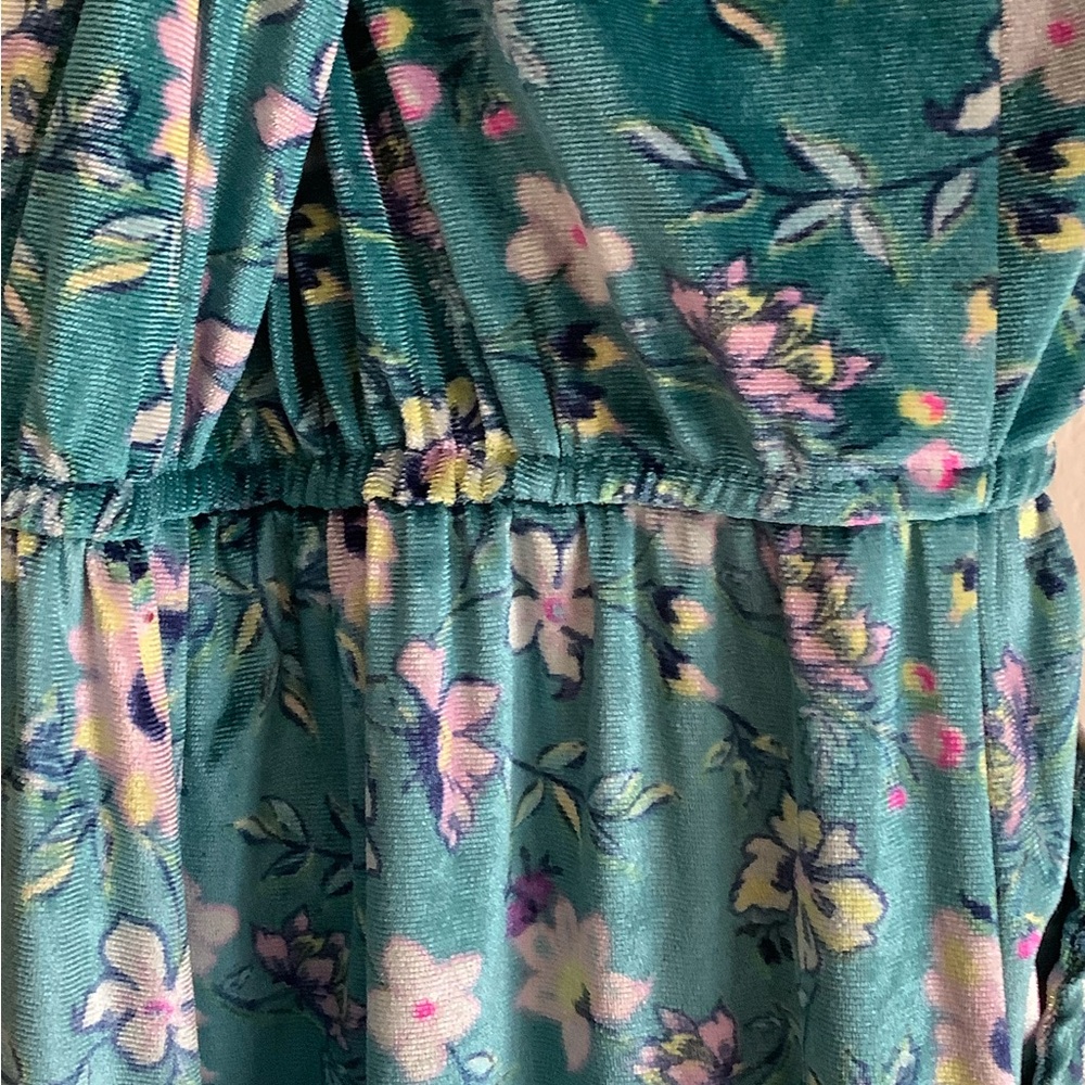 Justice Floral Blue Velvet Jumpsuit - Picture 9 of 12